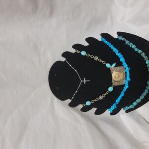 Blue and Silver Spider Necklace with Gemstone Accent